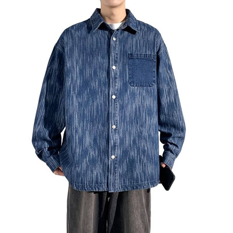 ジーンズ上衣 メンズ ジーンズプルオーバー うつり変わりひな型 パッチワーク ジージャン 春服 ゆったり デニムアウター M-3XL 心地好い 耐摩耗 形体安定した 体型覆いかぶせる 濫りがわしい ヴィンテージ風 おしゃ
