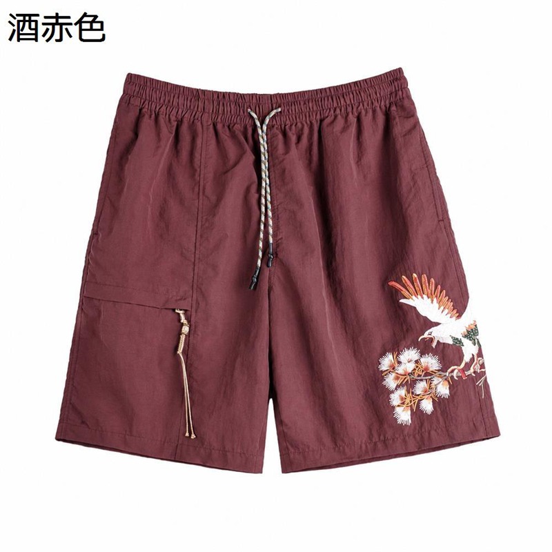 二分の一ズボン下 メンズ 遊撃手ズボン下 スカジャン風 鷹 松 刺しゅう 広々とした アメカジ タスロン 軽さ 速乾 ゆったり 五分丈 心地よい 細工物 砂浜 難民キャンプ 表どおり 夏用