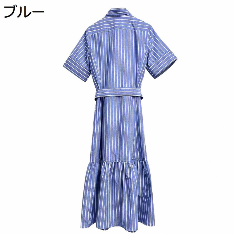 シャツワンピース レディースドレス ロング丈 ゆったり 薄手 半袖 前開き 襟付き リネン混 ティアードワンピース エーライン ウエストマーク 体型カバー ファッション カジュアル 乾きやすい 旅行|ショップ郷上
