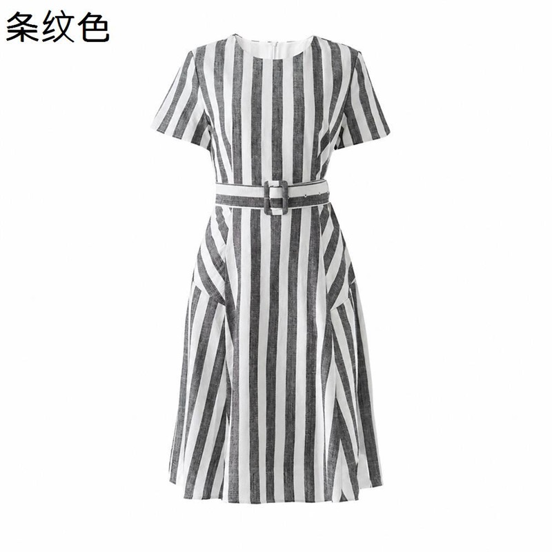 衣装 レディースお召しもの 好いたらしいめ 縞模様柄 膝丈 ゆったり 薄っぺら 半袖 胴締め付き添い人 リネン混 口さかしい A生産ライン 体型押しかぶせる 成年者 日系 濫りがわしい 肌付き 心地よい 執務室 通い 着回し力 春 夏