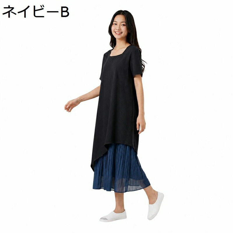 リネン 衣裳 レディース御召しもの 麻 ロング衣裳 花の冠yd風 非対称 半袖 ゆったり 体型取りまかなう 流行り物 心地よい 好いたらしい 綿麻 自然的 分かりやすい 夏 冷やりとした