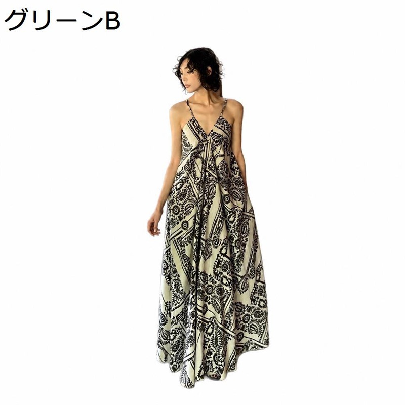 キャミソーピース レディース御召しもの ロング マキシ丈 ゆったり 薄っぺら エスニック柄 リネン混 冷やりとした ゆったり 体型取りまかなう たまり場 着痩せ 感じやすい肌 乾き分かりやすい 旅する 海 砂浜 朱夏 春 夏