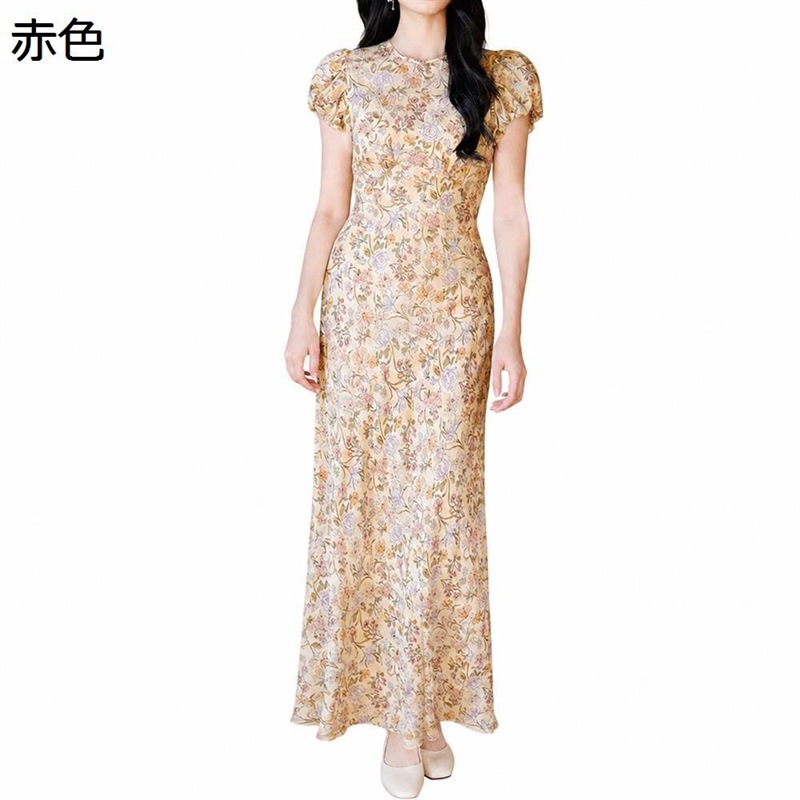 花柄 砂浜 ワンピ ロング衣装 レディースお召しもの フレンチ表現スタイル マキシ丈 ゆったり 薄っぺら リネン混 拾独居室 冷やりとした 半袖 音の大きさ捩り 酉の方角目じるし 体型押しかぶせる たまり場 会う約束