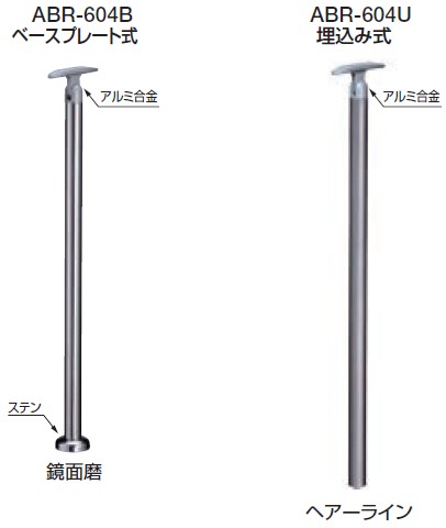 取りかかる手摺り用部分品 拠りどころ ABR-604B ABR-604U 仕上: 鏡面磨/ヘアーライン 埋込み式/軍事基地一皿式 シロクマ