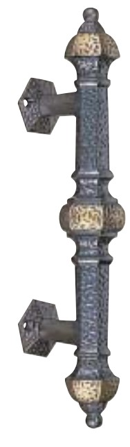 ドアー取手 六角取手 No.19 木ネジ止め サイズ:大/小 仕上:古代色 シロクマ
