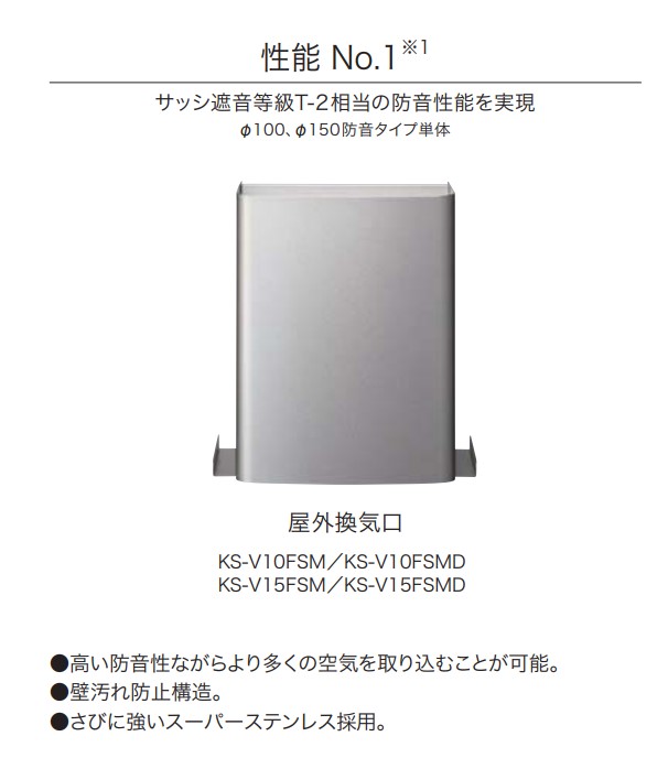 NASTA ナスタ 屋外換気口 ステンレス/防音耐外風タイプ/防火ダンパー無 KS-V15FSM スパイラル管(内径φ150)シルバーグレー ブラック メタリックライトグレー|金物のハードボックス店