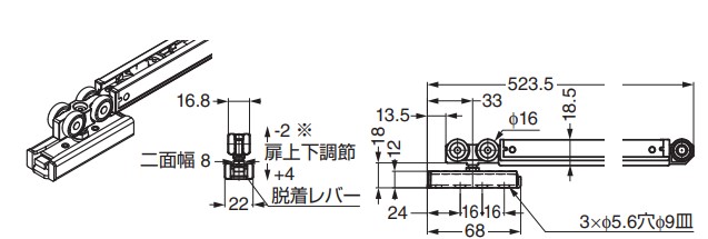 【部品単品】デュアルソフトクローザー（面付用） 【FD35EV-WRM-DSC】 仕上: 有色クロメート処理/グレー スガツネ工業 LAMP ランプ
