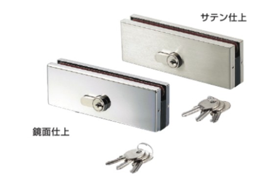 ガラスドア用錠 M1030型 両面シリンダー錠 カバー材仕上: 鏡面仕上/サテン仕上 別番/同番 ガラス厚:10/12 スガツネ工業 LAMP ランプ|金物のハードボックス店