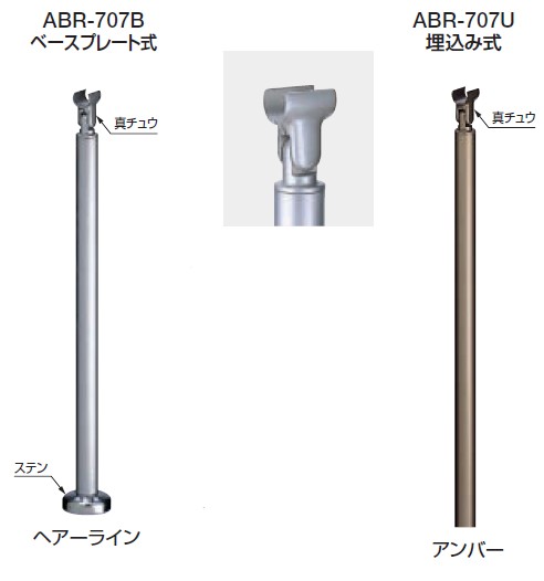 住み処用取り掛かる手摺り 拠りどころ ABR-707B ABR-707U 35φ 手持ち部分 角度合わせる手合い 仕上: ヘアーライン/琥珀色 軍事基地一皿式 埋込み式 室外用 シロクマ
