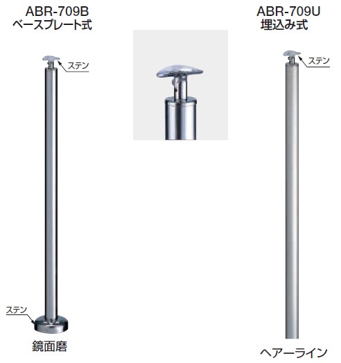 住み家用取りかかる手摺り 拠りどころ ABR-709U ABR-709B 仕上: 鏡面磨/ヘアーライン 軍事基地一皿式/埋め込み式 シロクマ