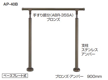 住みか用取りかかる手摺り 取りかかる手摺り 【AP-40B】【AP-40U】 高さ・角度合わせる印字機（H\u003d800～950） 仕上: しろがね色・HL /ブロンズ・黄金色 軍事基地お皿式/埋込み式 大いさ: 900m/m シロクマ