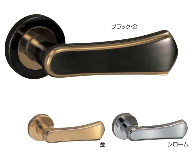 レバーハンドル キングダム SL-85 丸座付 レバーのみ(O)/空錠付(GF)/LX錠付(GC)/LX錠付(GD)/LX錠付(GE) ブラック・金/金/クローム シロクマ