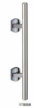 プッシュプルハンドル 甲丸丸棒 SPP-6 空錠付 仕上:繻子ゴールド/STバイブレーション/ST鏡面磨 大きさ:500 シロクマ