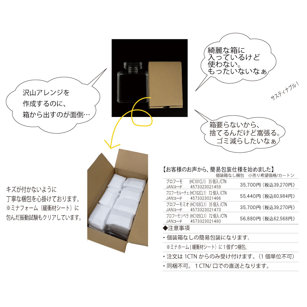 送料無料 香水瓶型ケースProfumo Ribera プロフーモ・リベラ 個装箱無し仕様 【送料無料】プロフーモ・リベラ クリア個装箱無し仕様 72個入