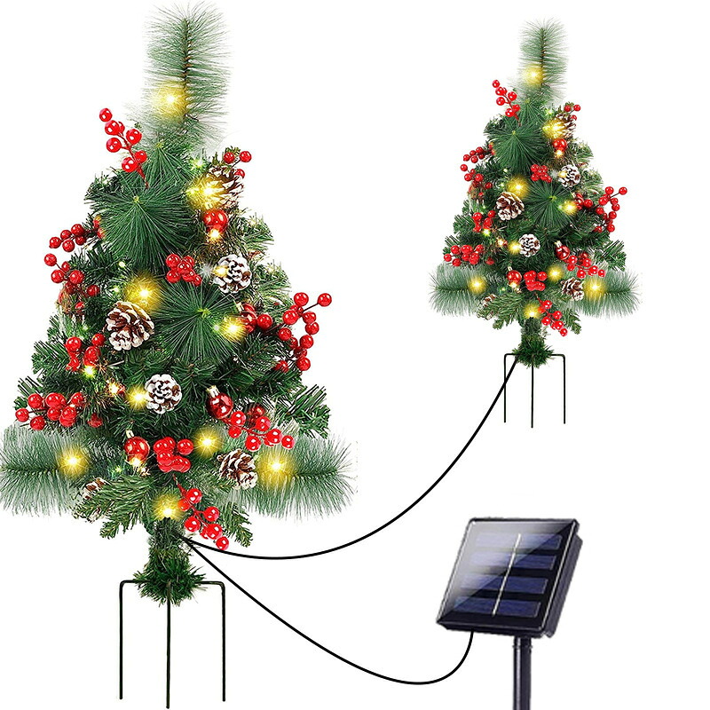 「10％OFFクーポン配布中」20個のLEDライト ソーラークリスマスツリー　ソーラークリスマスデコレーションツリ―ライト　屋外防水 庭や外の道 ポーチのデコレーション用 屋外用 ソーラークリスマスツリー 飾り かわいい クリスマス プレゼンド 庭園 自宅用