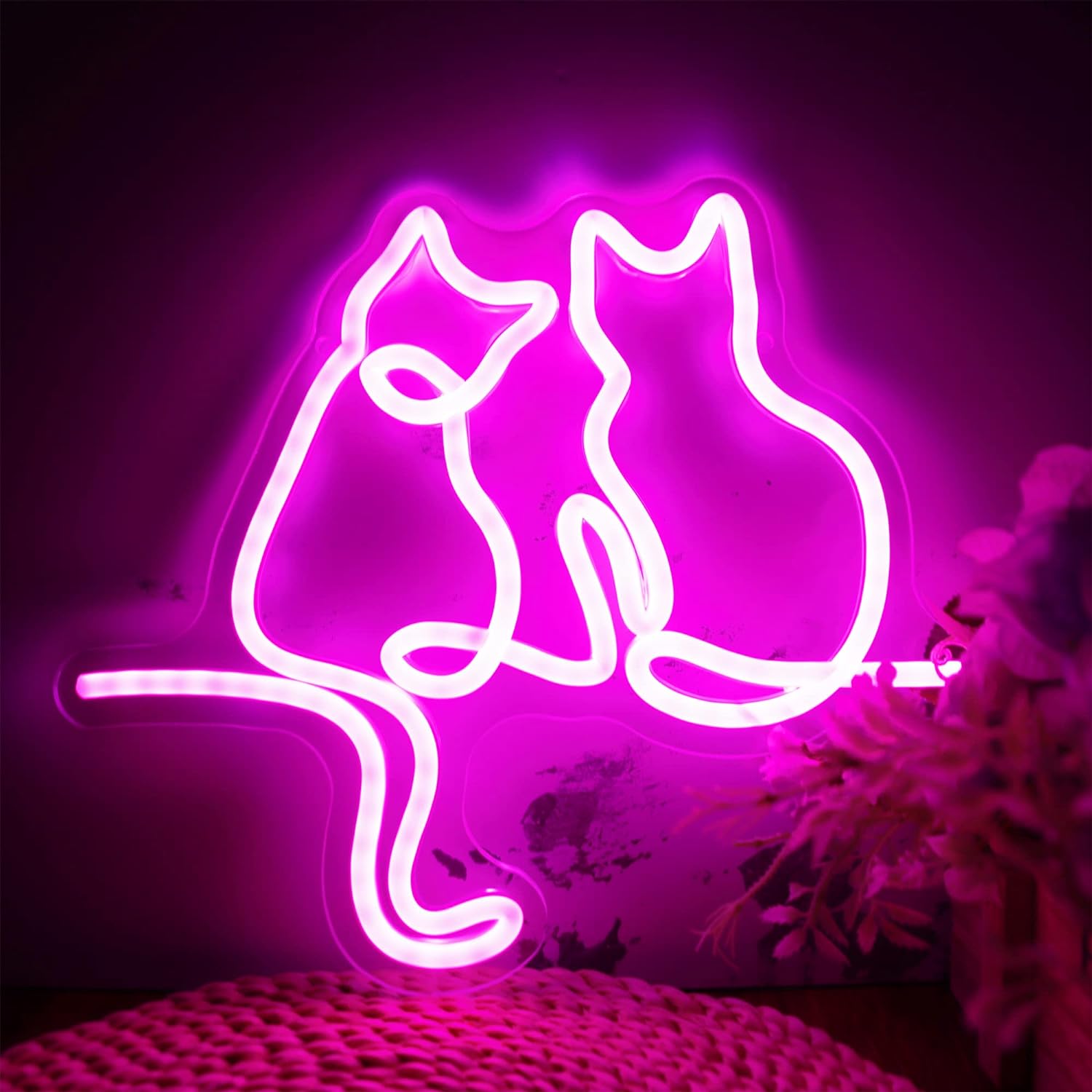 「10％OFFクーポン配布中」ネオンサイン Two Cat 可愛い LED 猫 部屋 寝室 飾り物 店飾り USB