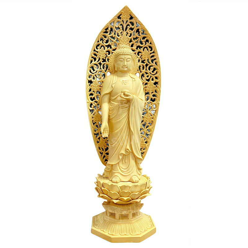 釈迦如来 像 本尊 仏像 草光背 柘植製 28cm 黄楊 仏壇 木彫り 曹洞宗 釈迦 釈迦如来像 木製 仏具 置物 シッダールタ お釈迦様 臨済宗 天台宗 禅宗 父の日 誕生日 プレゼント ギフト 贈り物 敬老の日|ジェットミリオ