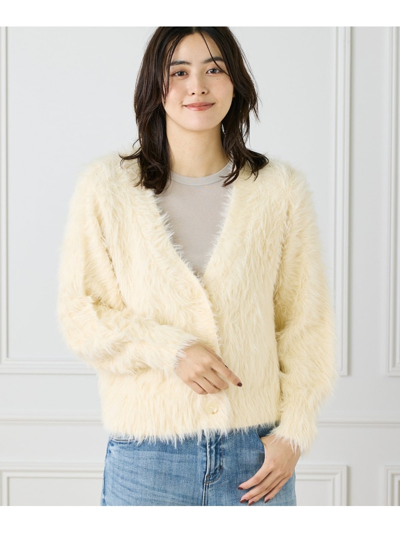 【SALE／45%OFF】Vネックファーカーディガン《YVON》 INED イネド トップス カーディガン ホワイト【RBA_E】【送料無料】[ Fashion]
