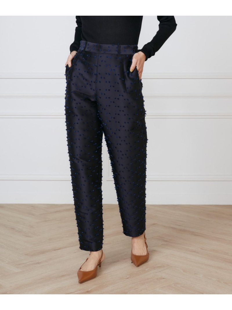 【SALE／50%OFF】ジャガードパンツ《la veille by SUPERIOR CLOSET》 INED イネド パンツ スラックス・ドレスパンツ ネイビー ホワイト【RBA_E】【送料無料】[ Fashion]