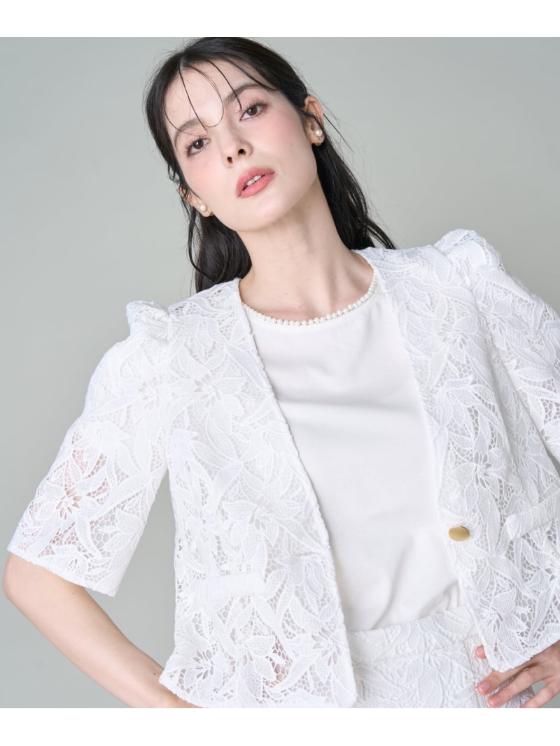 《M Maglie le cassetto》御花スピード競技柄半袖上衣 Maglie par ef-de マーリエ ル テープ ジャケット・アウター 否色つや上衣 白いこと 黒いこと【貨物輸送無料】[ Fashion]