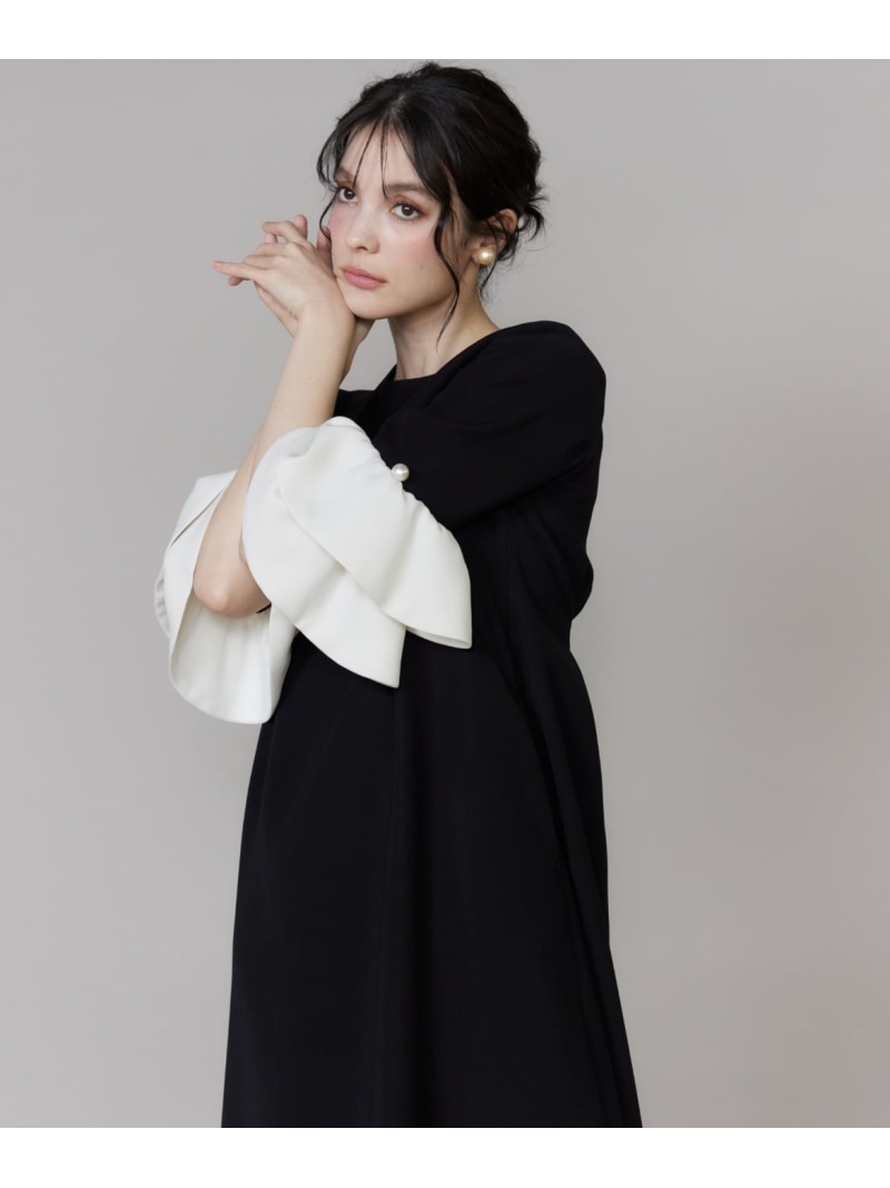 【SALE／10%OFF】《M Maglie le cassetto》袖フリルフレアワンピース Maglie par ef-de マーリエ ル テープ 衣装・御召しもの 衣装 黒いこと 米国海軍【RBA_E】【貨物輸送無料】[ Fashion]