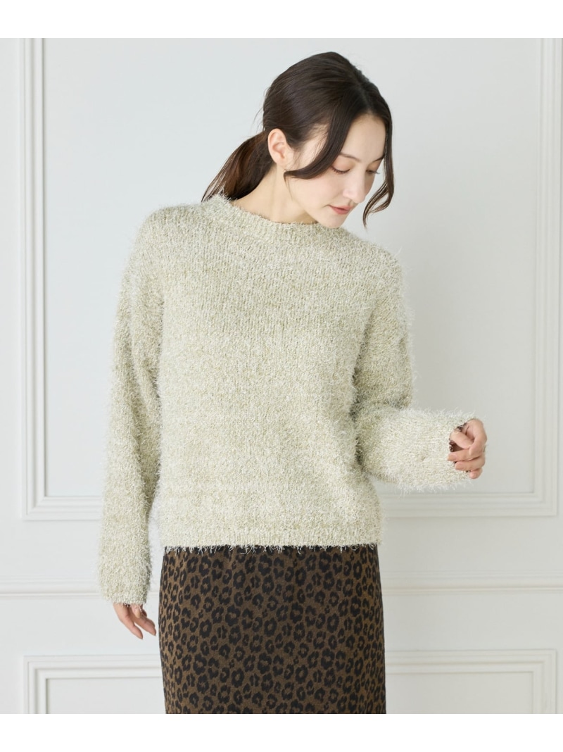 【SALE／30%OFF】フェザーヤーンニットプルオーバー Le Souk イネド トップス ニット ブラウン ホワイト【RBA_E】【送料無料】[ Fashion]｜INED／イネド