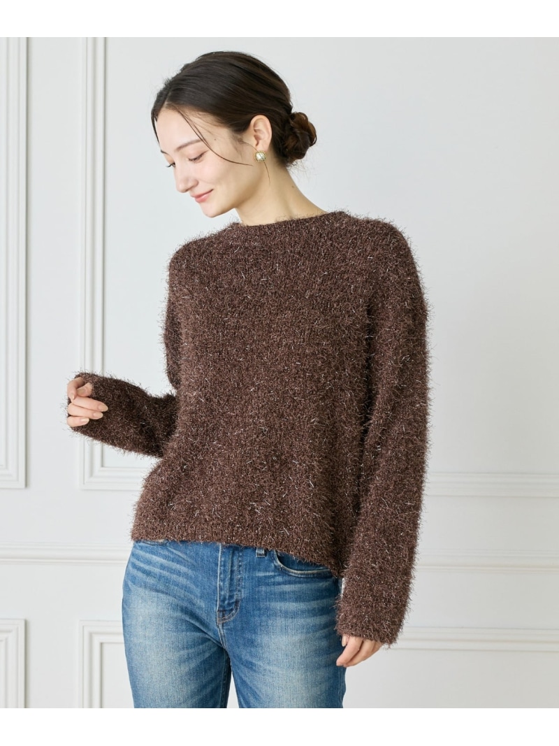 【SALE／20%OFF】《大きいサイズ》フェザーヤーンニットプルオーバー Le Souk イネド トップス ニット ホワイト ブラウン【RBA_E】【送料無料】[ Fashion]