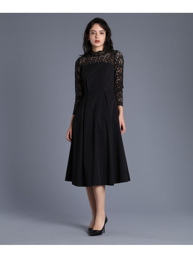 全品送料0円 Fashion M Rakuten Maglie ベージュ 送料無料 ブラック 長袖ワンピース ワンピース エフデ Ef De Cassetto レース切り替えロングドレス Le V Dentistiran Com