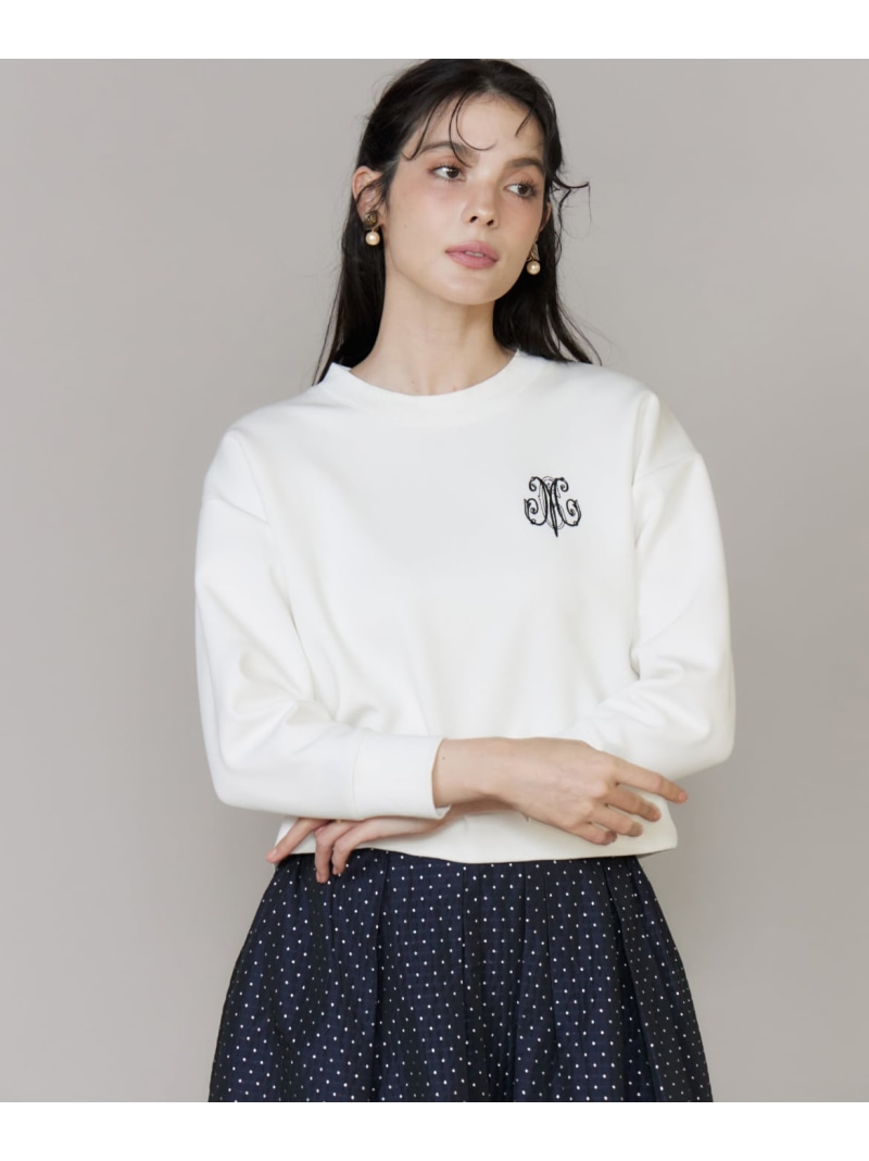 ロゴ刺繍ダンボールプルオーバー Maglie par ef-de マーリエ ル カセット トップス スウェット・トレーナー ホワイト パープル【送料無料】[ Fashion]