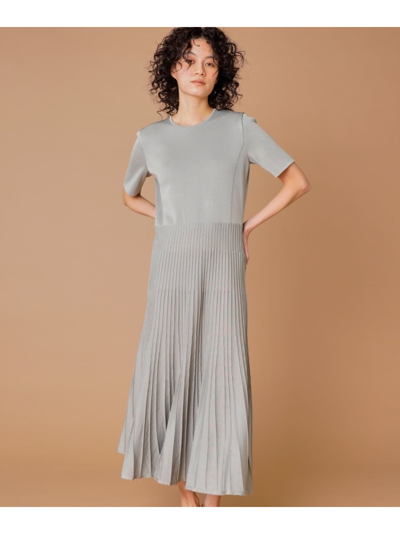 プリーツニットワンピース la veille by SUPERIOR CLOSET イネド ワンピース・ドレス ワンピース グレー ネイビー【送料無料】[ Fashion]