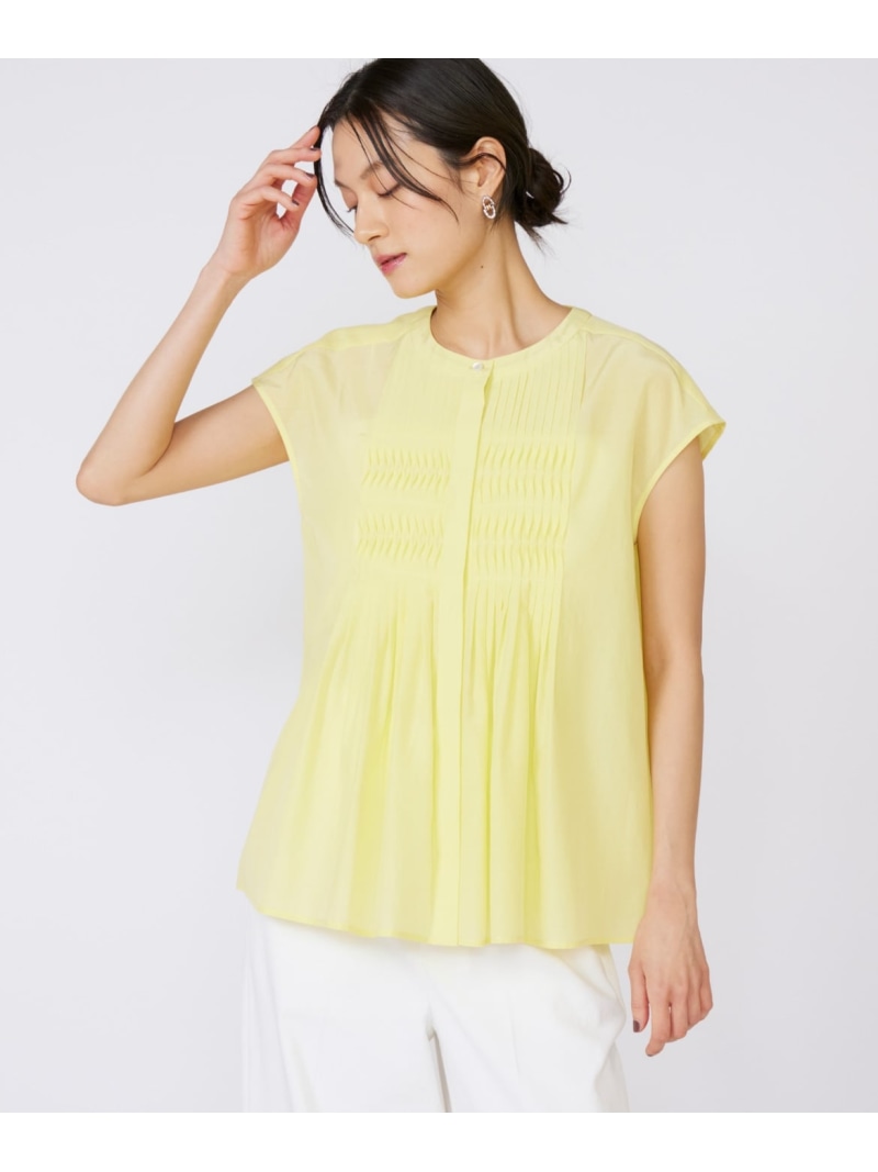 【SALE／50%OFF】フロントピンタックブラウス INED イネド トップス シャツ・ブラウス ホワイト イエロー【RBA_E】【送料無料】[ Fashion]