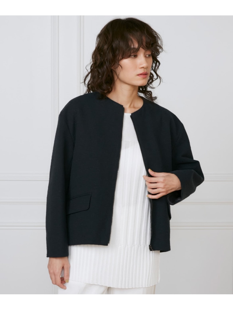 【SALE／60%OFF】《大きいサイズ》フロントジップブルゾン《la veille by SUPERIOR CLOSET》 INED イネド ジャケット・アウター ブルゾン・ジャンパー ネイビー【RBA_E】【送料無料】[ Fashion]