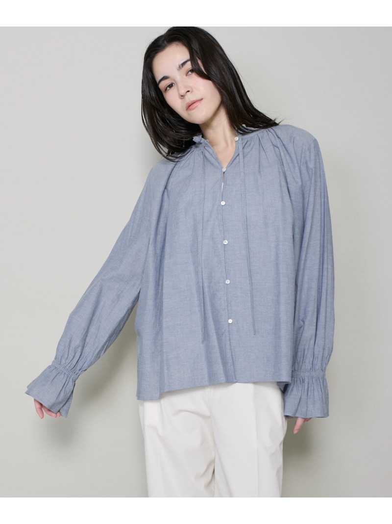 【SALE／10%OFF】ギャザーフリルブラウス I.T.'S. international イッツインターナショナル トップス シャツ・ブラウス グレー ホワイト【RBA_E】【送料無料】[ Fashion] 11,130円