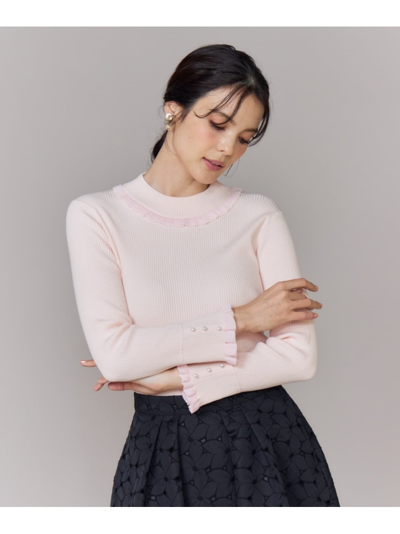 【SALE／20%OFF】ハイネックリブプルオーバー Maglie par ef-de マーリエ ル カセット トップス ニット ホワイト ピンク ネイビー【RBA_E】【送料無料】[ Fashion]