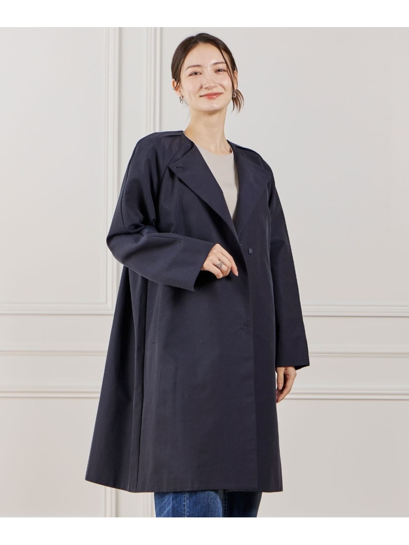 《大きいサイズ》ノーカラーコート INED イネド ジャケット・アウター その他のジャケット・アウター ベージュ ネイビー【送料無料】[ Fashion]