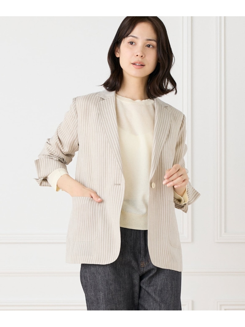 【SALE／50%OFF】テンセルリネンジャケット I.T.\u0027S. international イッツインターナショナル ジャケット・アウター テーラードジャケット・ブレザー ベージュ 薄墨色【RBA_E】【貨物輸送無料】[ Fashion]