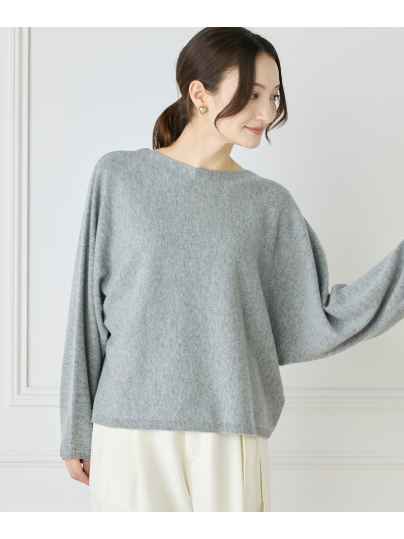 【SALE／30%OFF】《大きいサイズ》カシミヤ混ドルマンスリーブニット《WEB限定カラー》 INED イネド トップス ニット ブラック イエロー グレー ホワイト ピンク【RBA_E】【送料無料】[ Fashion]
