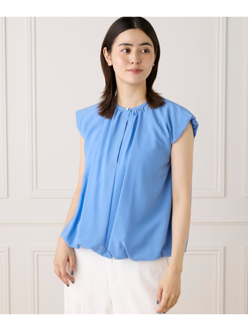 【SALE／55%OFF】《大きいサイズ》バルーンブラウス INED イネド トップス シャツ・ブラウス ブルー ホワイト【RBA_E】【送料無料】[ Fashion]｜INED／イネド