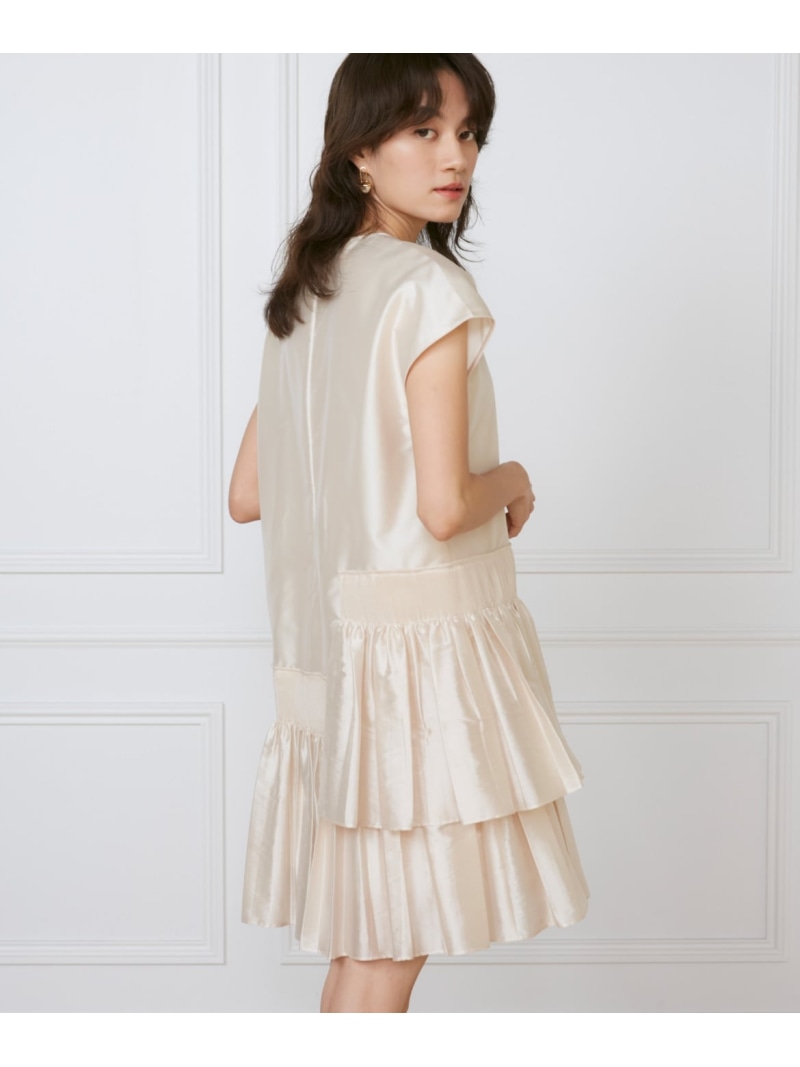 【SALE／60%OFF】シャーリングプリーツワンピース《la veille by SUPERIOR CLOSET》 INED イネド ワンピース・ドレス その他のワンピース・ドレス ホワイト ブラック【RBA_E】【送料無料】[ Fashion]
