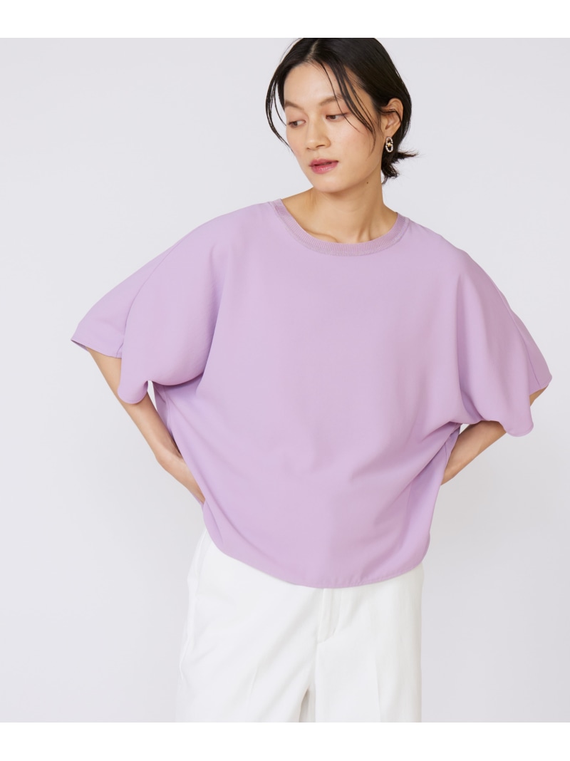《大きいサイズ》吸汗速乾ジョーゼットプルオーバー INED イネド トップス カットソー・Tシャツ ブラック ホワイト パープル【送料無料】[ Fashion]