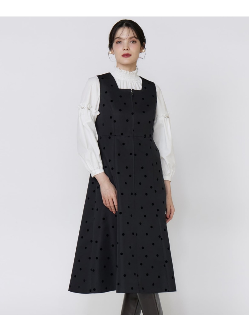 【SALE／35%OFF】《M Maglie le cassetto》《WEB・POPUP限定》ドットフロッキーワンピース Maglie par ef-de マーリエ ル カセット ワンピース・ドレス ワンピース ブラック【RBA_E】【送料無料】[ Fashion]