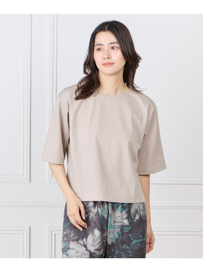 【SALE／25%OFF】5分袖Tシャツ《UVカット》《接触冷感》 7-IDconcept. セブンアイディコンセプト トップス カットソー・Tシャツ オレンジ グレー【RBA_E】【送料無料】[ Fashion]｜INED／イネド