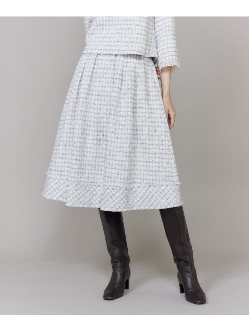 【SALE／45%OFF】《プラスサイズ》艶めきツイードスカート《M Maglie le cassetto》 Maglie par ef-de マーリエ ル カセット スカート その他のスカート ブルー【RBA_E】【送料無料】[ Fashion]｜INED／イネド