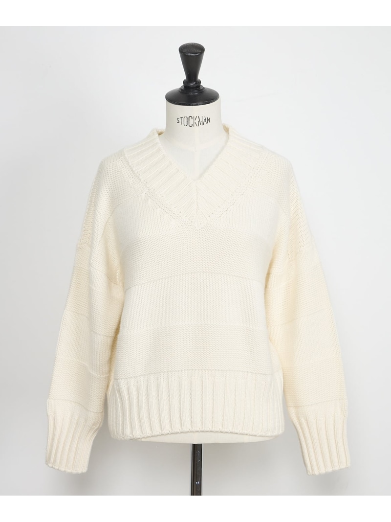 【SALE／60%OFF】CASHEART カシミヤ編地変化バルキーニット INED イネド トップス ニット ホワイト【RBA_E】【送料無料】[ Fashion]