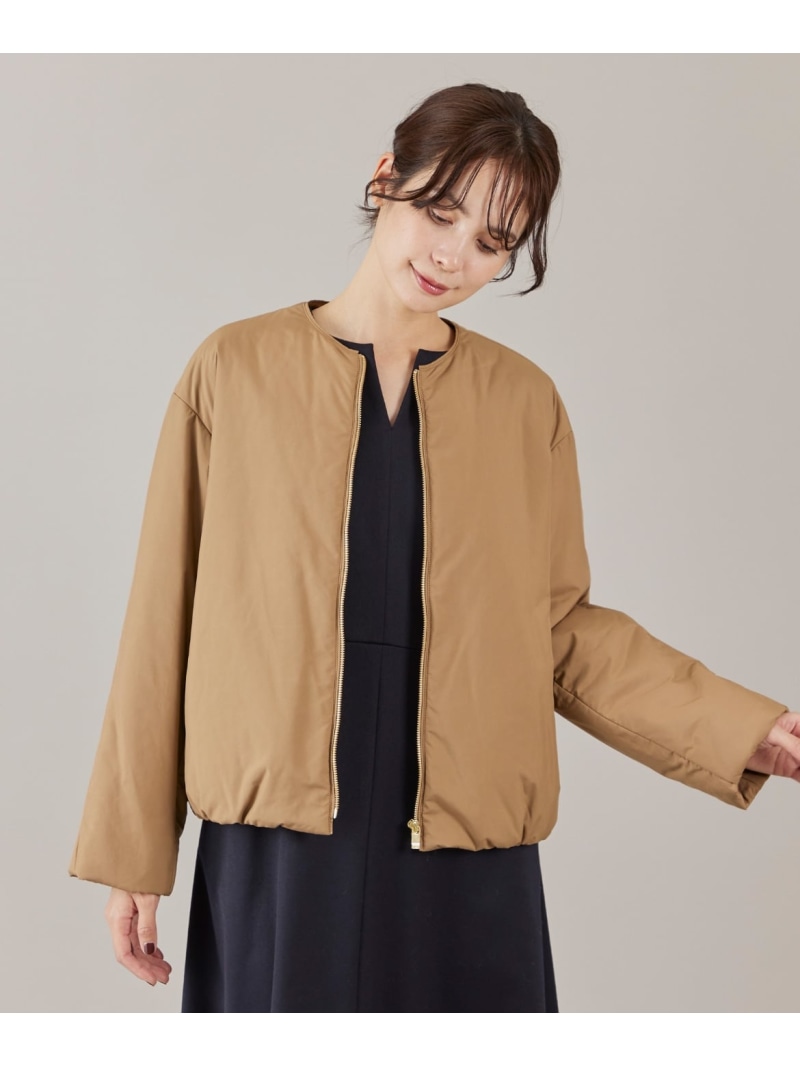 【SALE／50%OFF】《大きいサイズ》ノーカラー中綿ブルゾン INED イネド ジャケット・アウター ブルゾン・ジャンパー ブラック ブラウン【RBA_E】【送料無料】[ Fashion]｜INED／イネド
