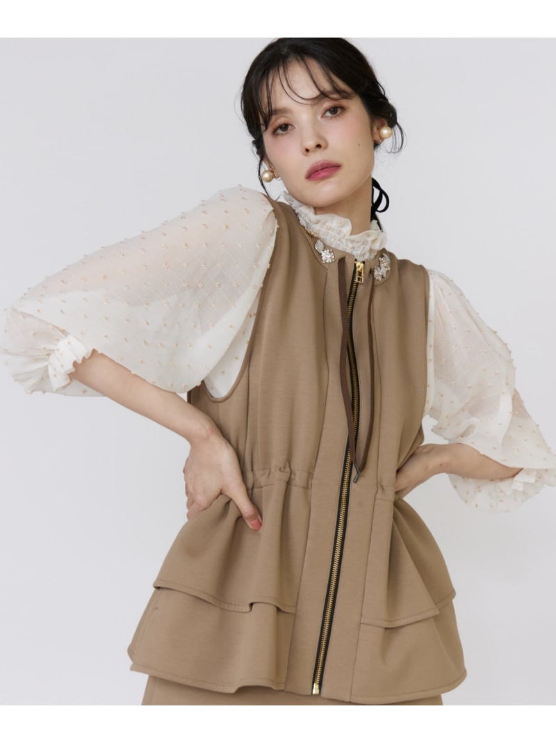 【SALE／30%OFF】《美人百花9月号掲載》《フランドル45周年限定コレクション》ペプラムビジュージレ《M Maglie le cassetto》 Maglie par ef-de マーリエ ル カセット トップス ベスト・ジレ ブラック【RBA_E】【送料無料】[ Fashion]