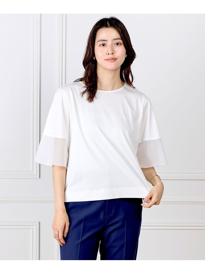 【SALE／25%OFF】《大きいサイズ》袖シアープルオーバーカットソー INED イネド トップス カットソー・Tシャツ ブラウン ホワイト【RBA_E】【送料無料】[ Fashion]｜INED／イネド 10,296円