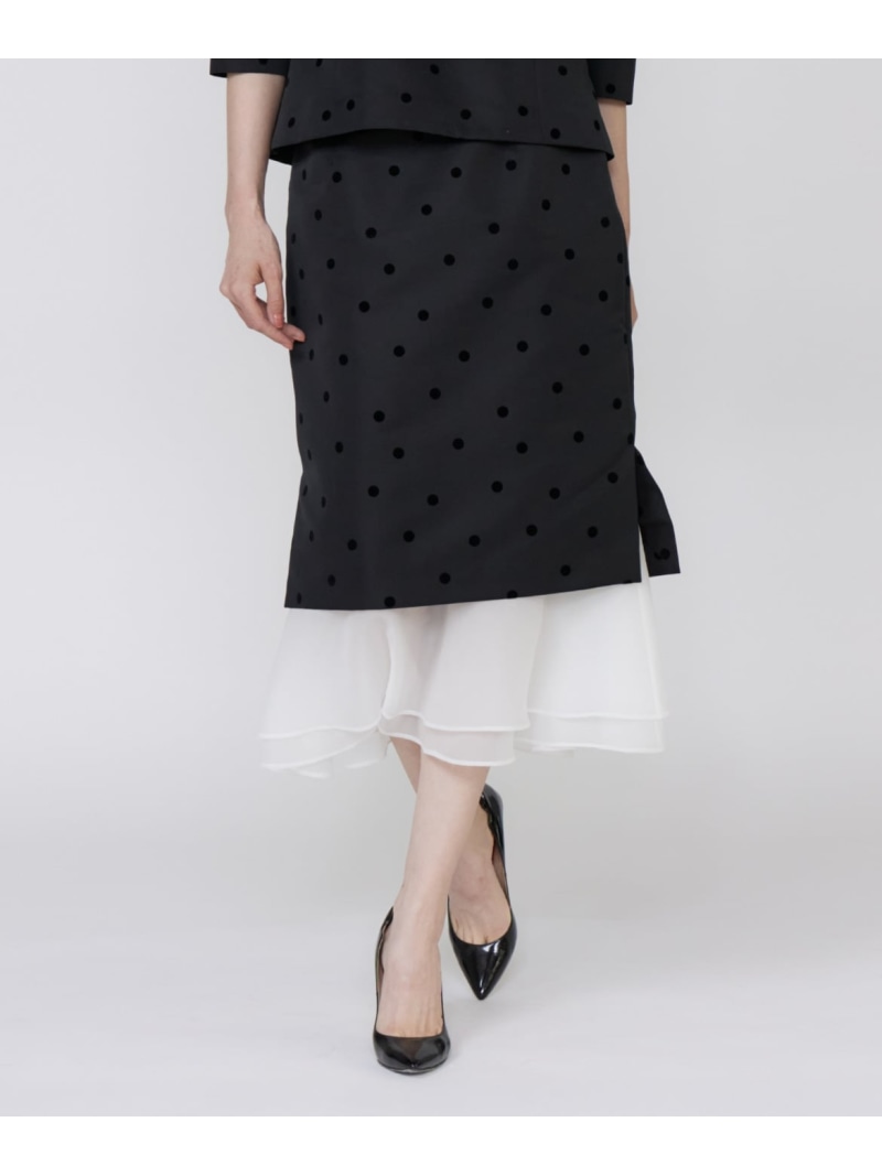 【SALE／55%OFF】《M Maglie le cassetto》ドットフロッキーシアーヘムマーメイドスカート Maglie par ef-de マーリエ ル カセット スカート ロング・マキシスカート ブラック【RBA_E】【送料無料】[ Fashion]｜INED／イネド