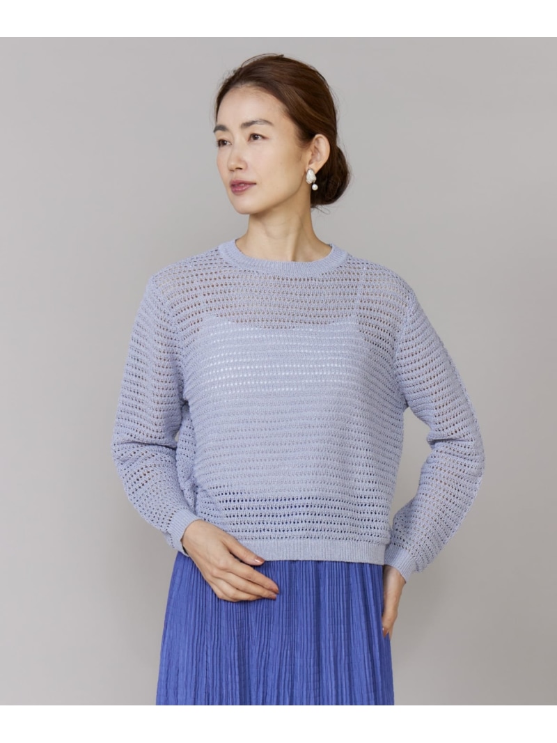 【SALE／10%OFF】透かし柄ボートネックプルオーバー Le Souk イネド トップス 編み物 黄み パープル 薄墨色【RBA_E】【貨物輸送無料】[ Fashion] セーター-レディースファッション-ニット・セーター