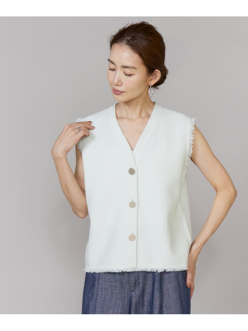 【SALE／62%OFF】ニットツイードジレ Le Souk イネド トップス ベスト・ジレ グリーン ネイビー【RBA_E】【送料無料】[ Fashion]｜INED／イネド